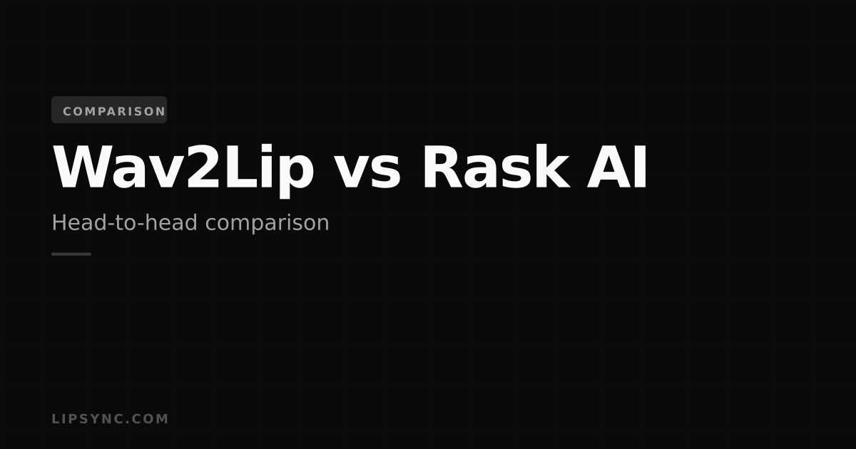 Wav2Lip vs Rask AI: AI Lip Sync Comparison (2026) | lipsync.com